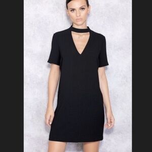 ZARA Women BLACK SHORT SLEEVED CHOKER Dress